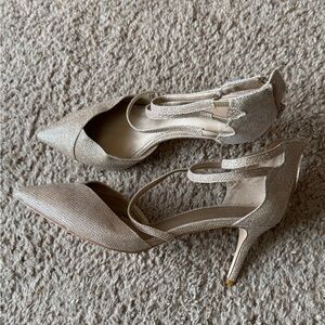 Belle Badgley Mischka Textured Cream Heels